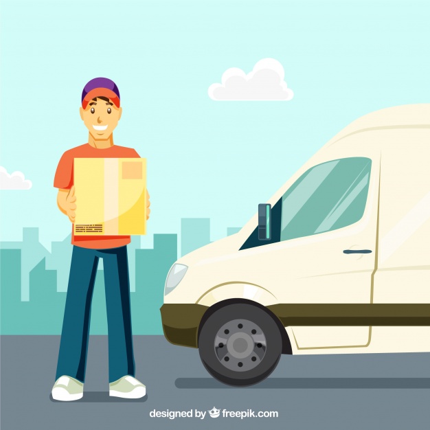 626x626 Flat Delivery Man And Truck Vector Free Download