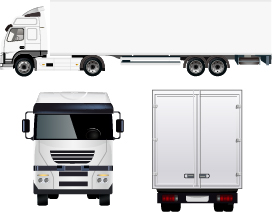 272x212 White Truck With Trailer Vector Material