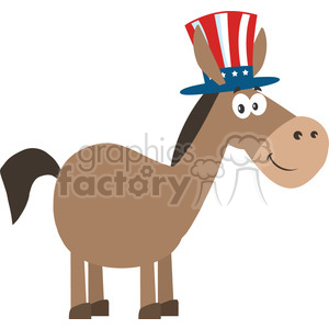 300x300 Royalty Free Democrat Donkey Cartoon Character With Uncle Sam Hat