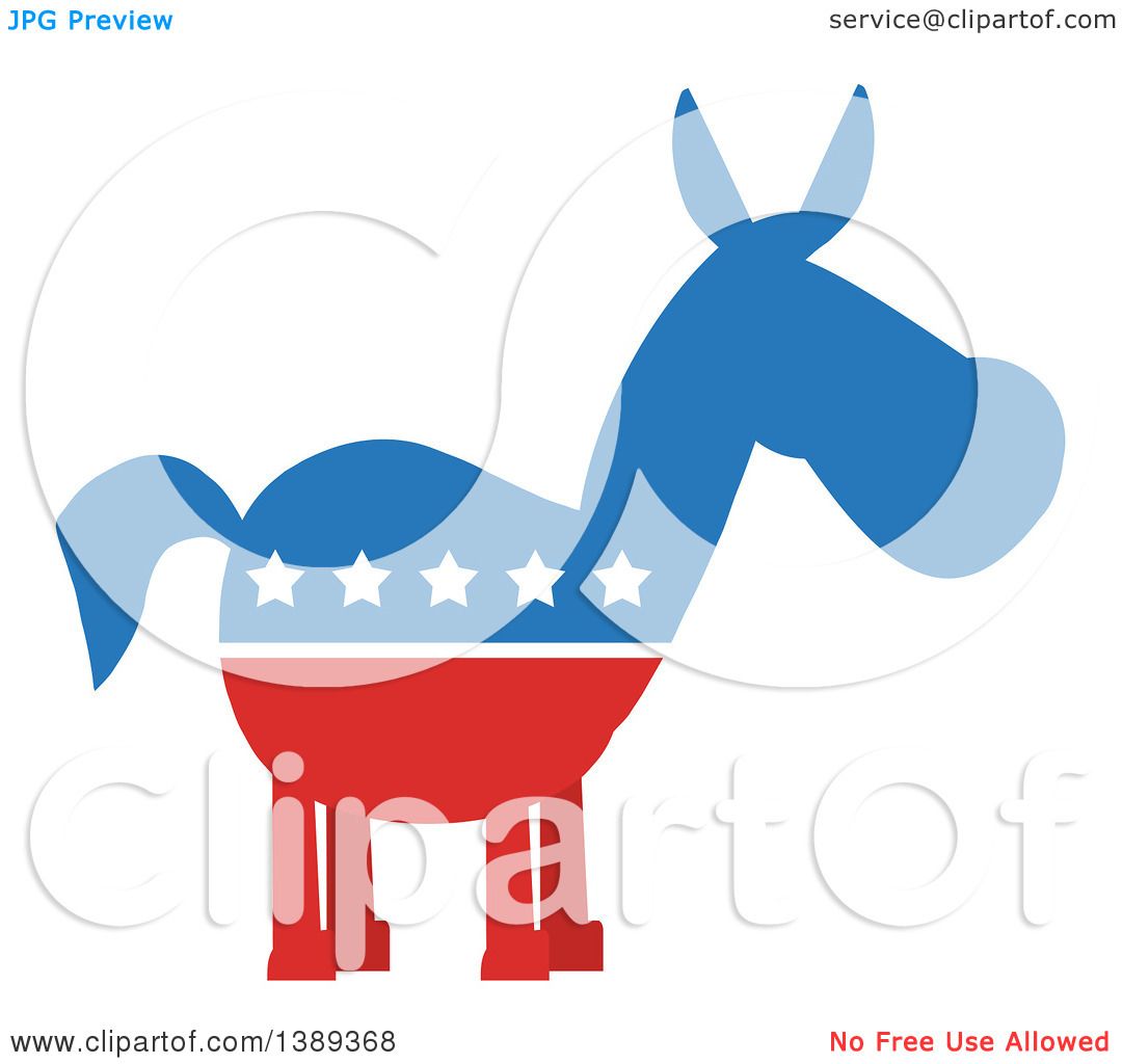 1080x1024 Clipart Of A Political Democratic Donkey In Red White And Blue