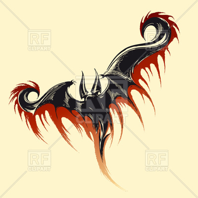400x400 Hand Drawn Sketch Of Flying Demon Vector Image Vector Artwork Of