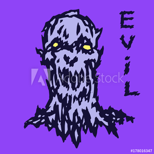 500x500 Scary Head Of The Beastly Demon. Vector Illustration.