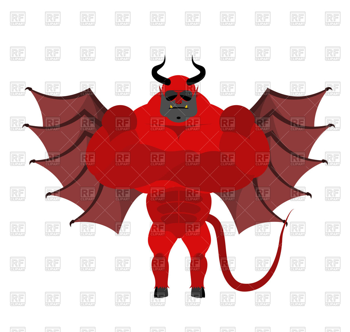 1200x1137 Strong Satan, Red Demon With Horns And Wings Vector Image Vector