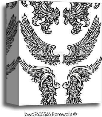 342x390 Canvas Print Of Angel Wings Amp Demon Wings Vector Barewalls