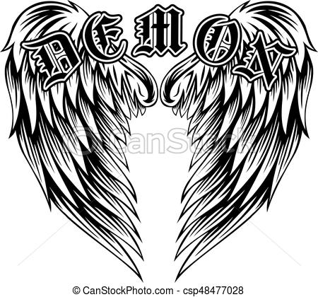 450x420 Abstract Vector Illustration Black And White Wings And Inscription