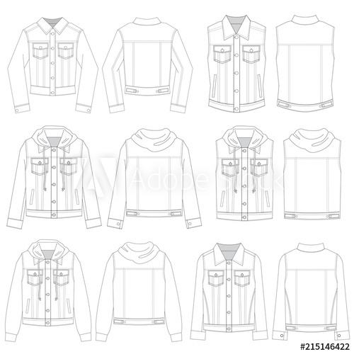 500x500 Vector Template For Denim Jacket Styles