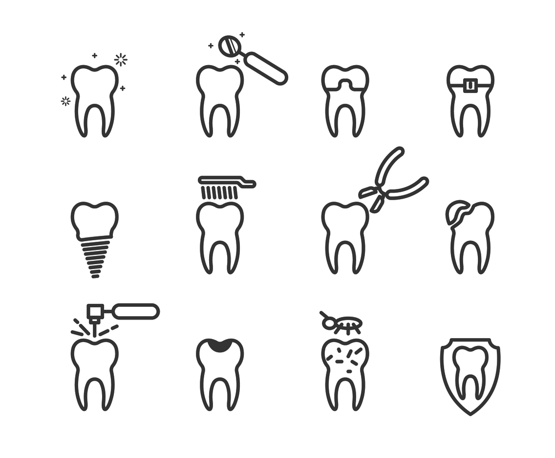 1136x936 Vector Set Of Dental Outline Icon Vector Art Amp Graphics