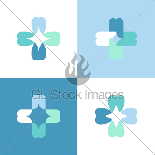 500x500 Teeth Cross. Vector Logo Mark Template Or Icon For Dental... Gl