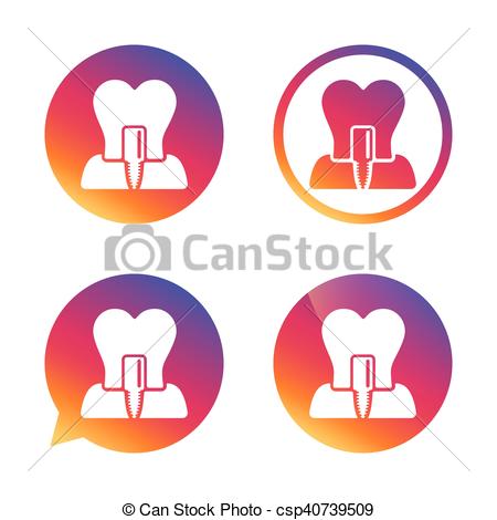 450x470 Tooth Implant Sign Icon. Dental Care Symbol. Tooth Implant Icon