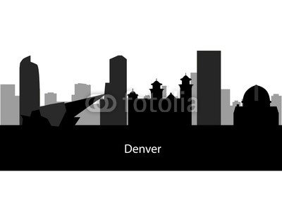 400x291 Denver City Skyline Silhouette Background. Vector Illustration