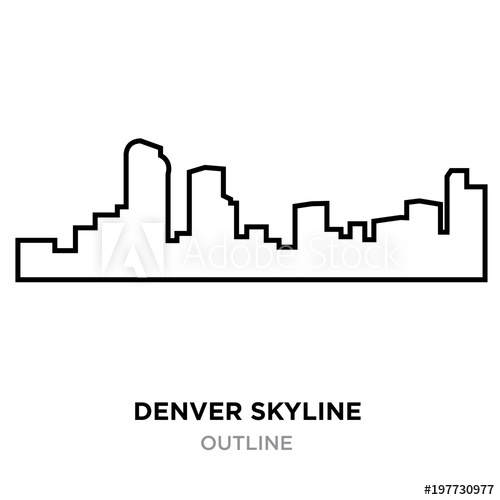 500x500 Denver Skyline Outline On White Background, Vector Illustration