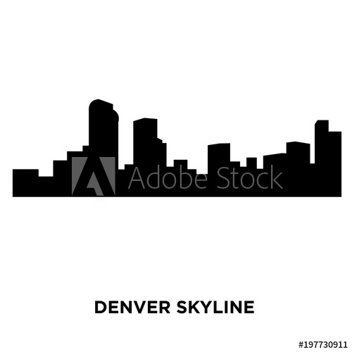 500x500 Denver Skyline Silhouette On White Background, Vector Illustration