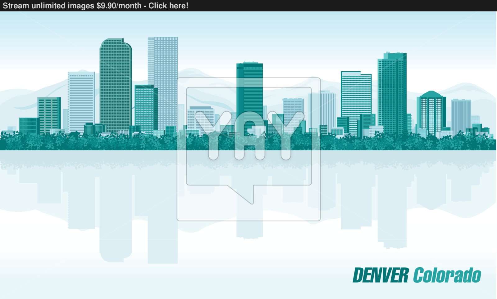 1600x964 Denver Colorado Detailed Vector Skyline Vector