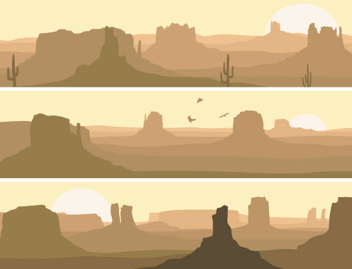 500x382 Desolate Desert Banners Vector 02 Free Download