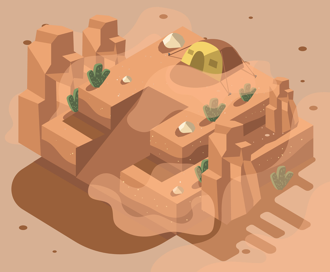 1136x936 Isometric Desert With Tent Vector Art Amp Graphics