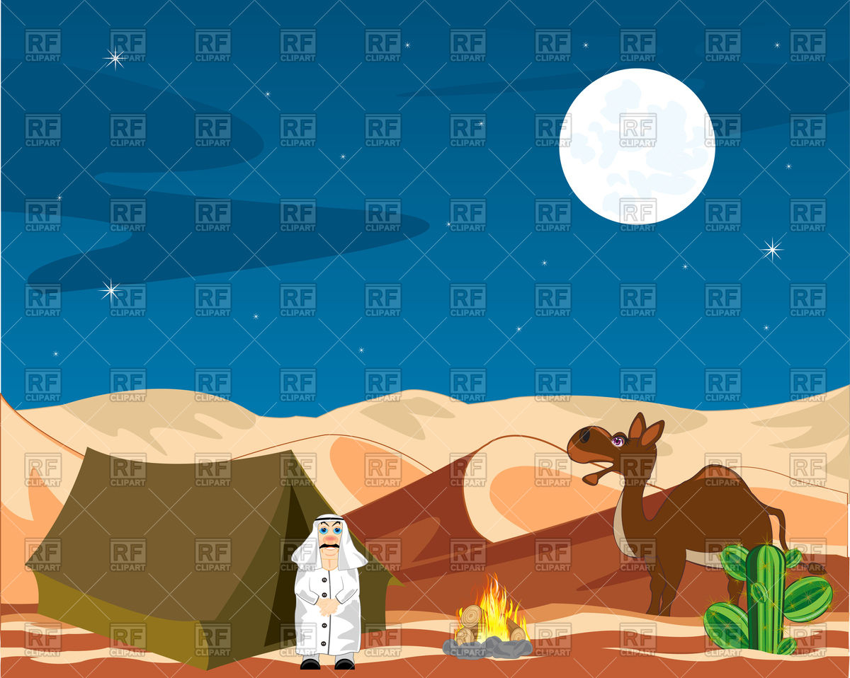 1200x958 Tent Of Nomad And Campfire In Desert Vector Image Vector Artwork
