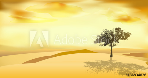 500x263 Desert Landscape Vector Art Illustration Background Of Dunes And