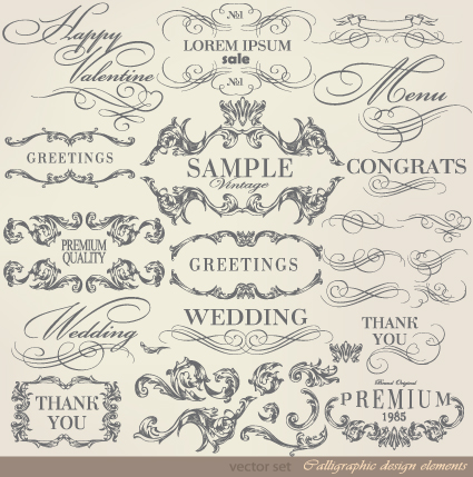 425x429 Retro Calligraphy Design Elements Vector Graphic 02 Free Download
