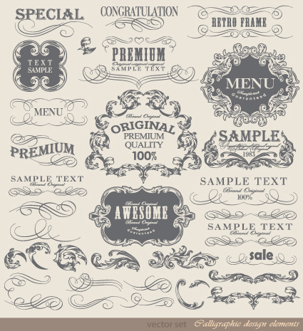 425x465 Retro Calligraphy Design Elements Vector Graphic 05 Free Download