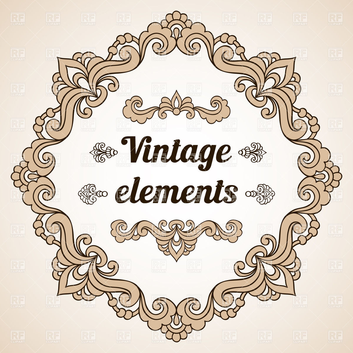 1200x1200 Round Vintage Frame And Some Design Elements Vector Image Vector
