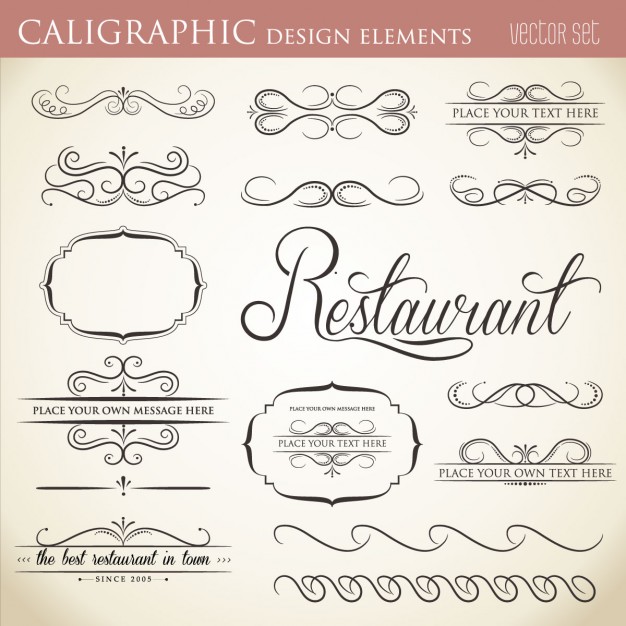 626x626 Calligraphic Design Element Collection Vector Free Download