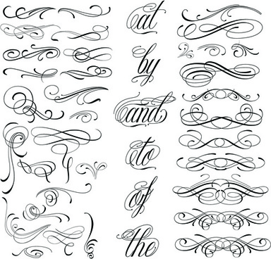 384x368 Calligraphy Vector Free Download Retro Calligraphic Elements For