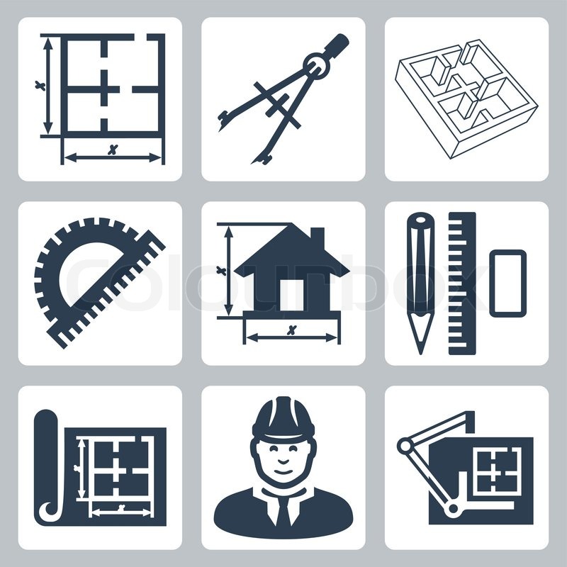 800x800 Vector Building Design Icons Set Layout, Pair Of Compasses