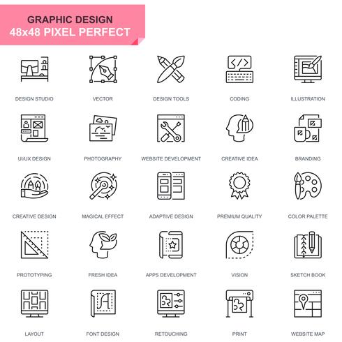 490x490 Simple Set Web And Graphic Design Line Icons For Website And