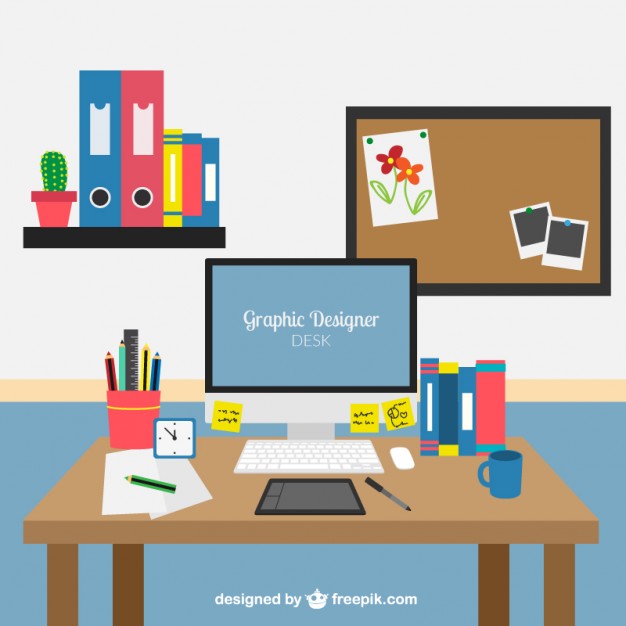 626x626 Graphic Designer Desk Vector Premium Download