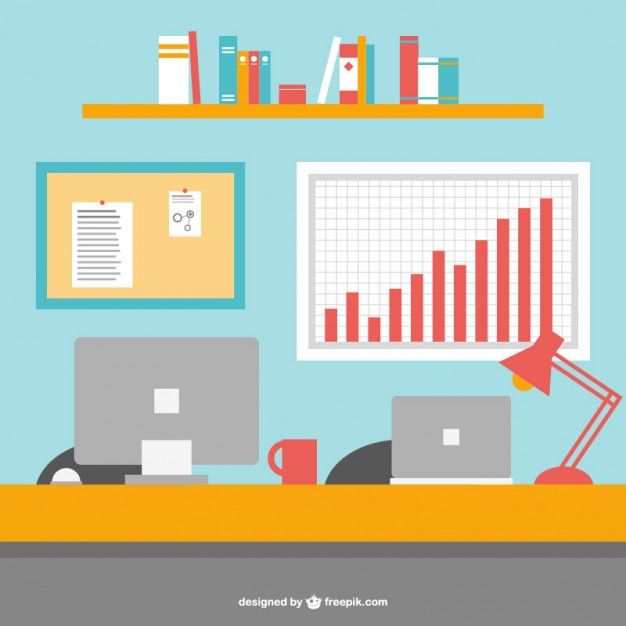 626x626 Office Desk And Computers Vector Free Download