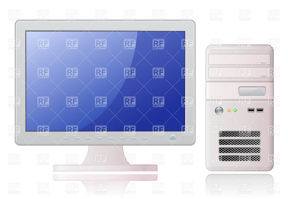 1200x828 Desktop Computer With Monitor And System Unit Vector Image