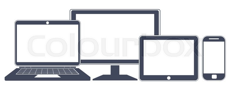 800x311 Device Icons, Smart Phone, Tablet, Laptop And Desktop Computer