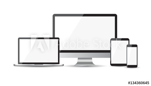 500x286 Realistic Device Flat Icons Smartphone, Tablet, Laptop And