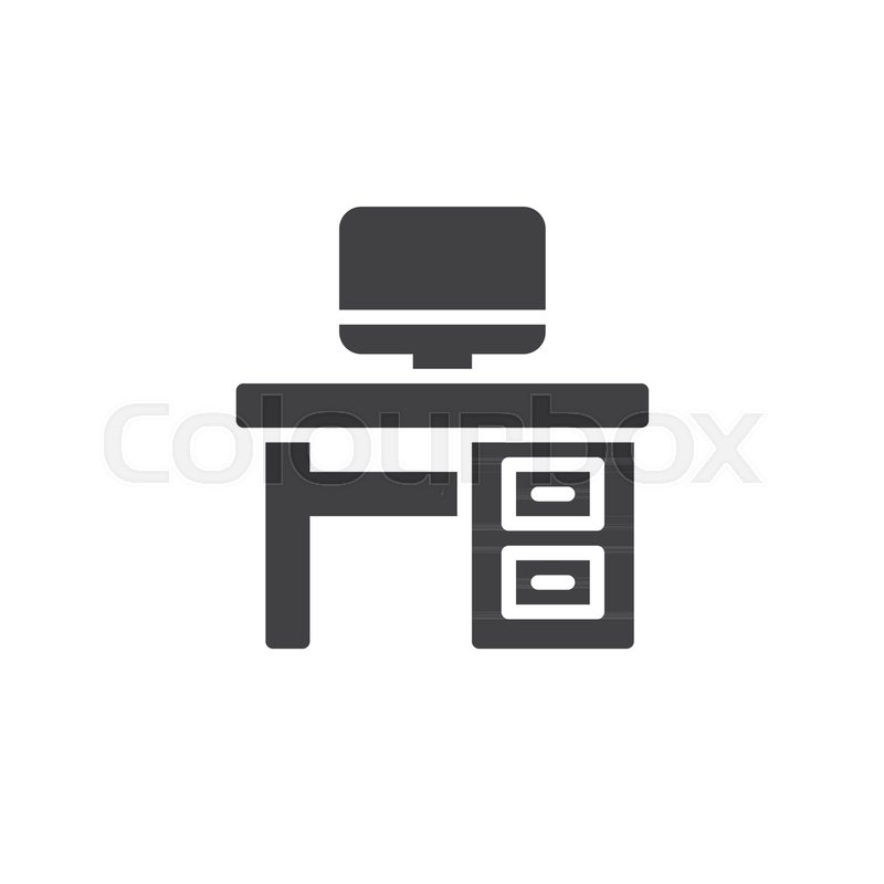 800x800 Desktop Household Furniture Icon Vector, Filled Flat Sign, Solid