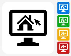 235x185 House On Desktop Icon Flat Graphic Design Vector Art Illustration