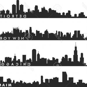 300x300 Photodetroit Usa City Skyline Silhouette Vector Illustration