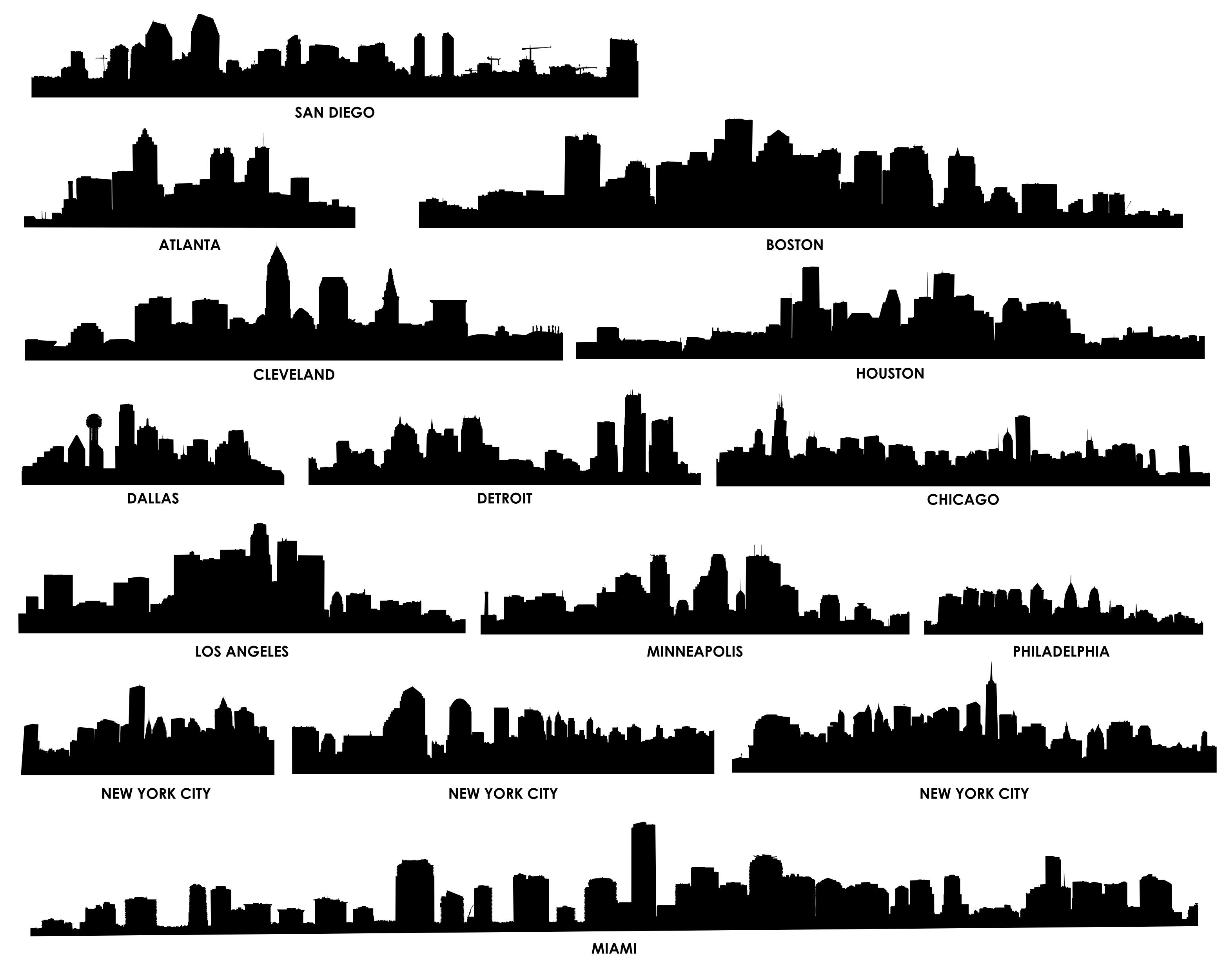 3125x2500 New York Skyline Detailed Silhouette Royalty Vector. Vector