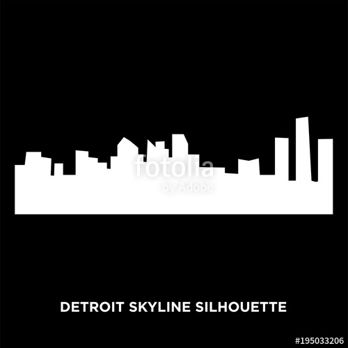 500x500 White Detroit Skyline Silhouette On Black Background Stock Image