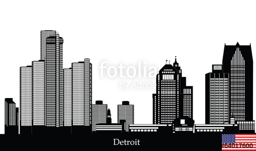 500x296 Detroit American City Skyline Stock Image And Royalty Free Vector