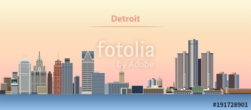500x219 Vector Abstract Illustration Of Detroit City Skyline
