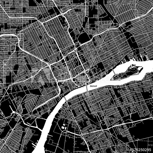 500x500 Detroit, Michigan. Downtown Vector Map.
