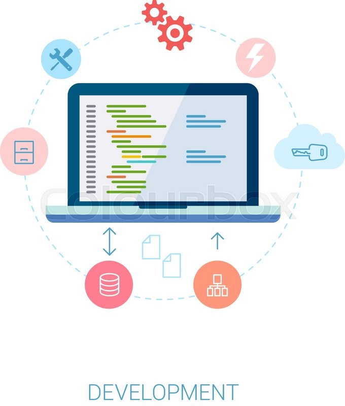 680x800 Set Of Modern Flat Design Icons For Application Development Or