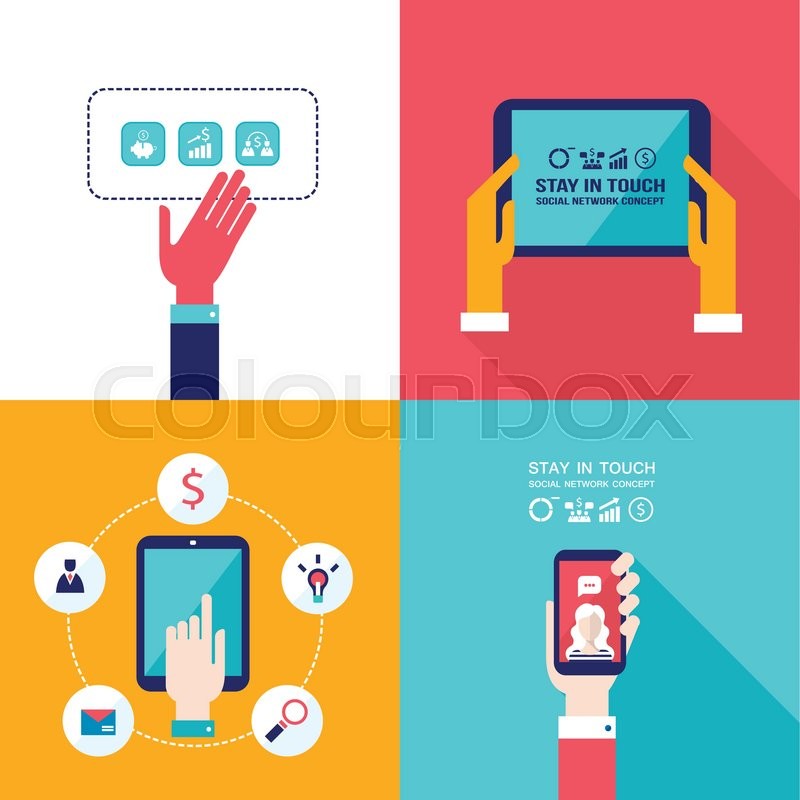 800x800 Social Network Technology Banner Set People Using Various