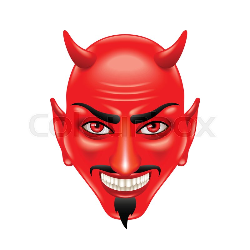 800x800 Devil Face Isolated On White Photo Realistic Vector Illustration