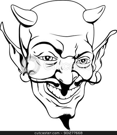 401x464 Monochrome Devil Face Stock Vector