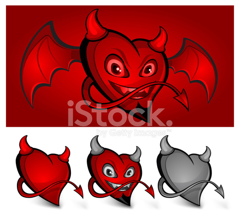 484x439 Devil Face Heart Stock Vector