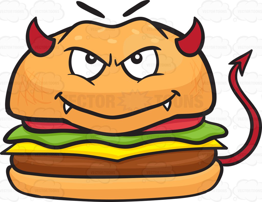 1024x793 Devil Cheeseburger With Horns Fangs And Tail Clipart By Vector Toons