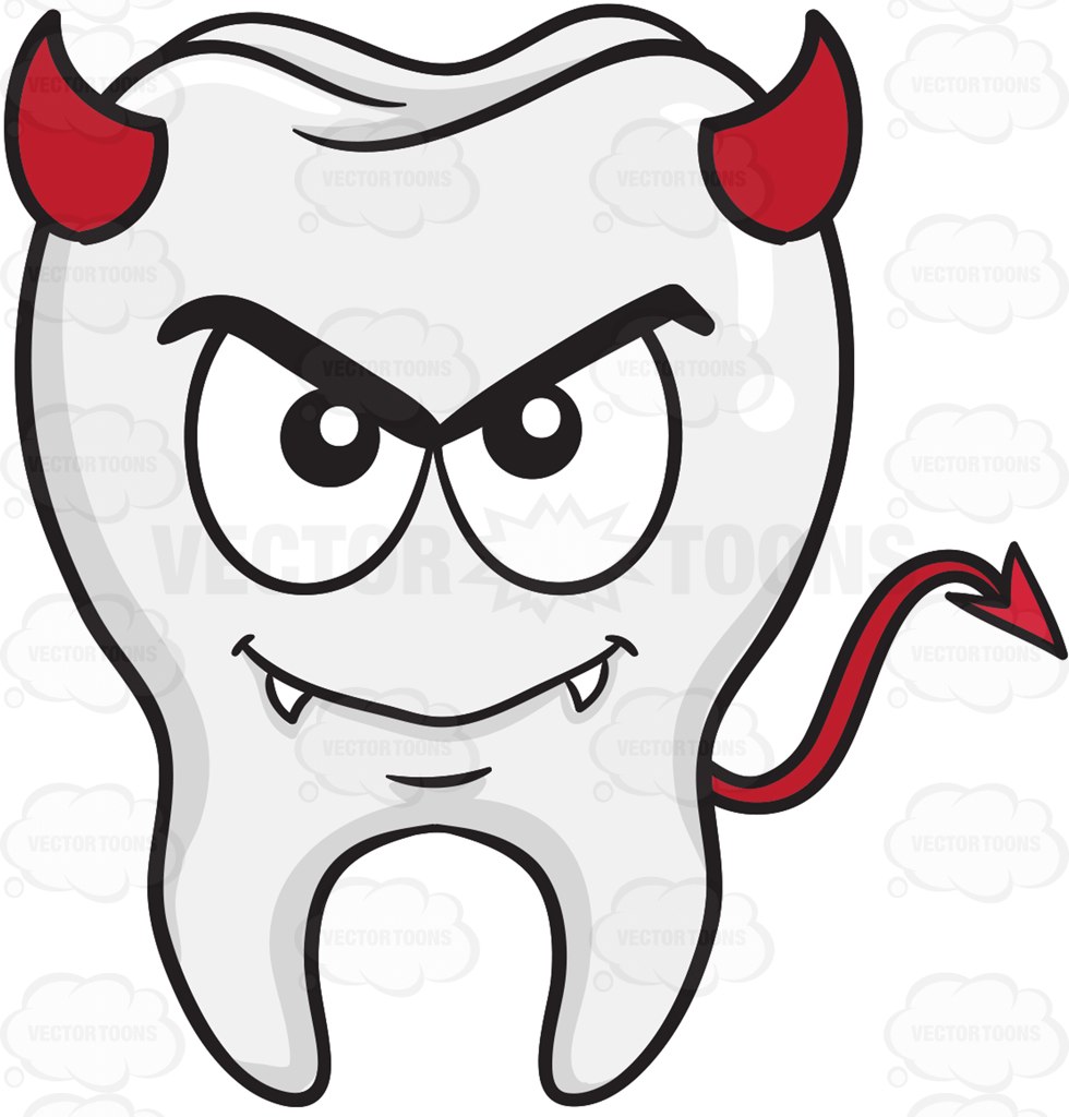 980x1024 Devil Tooth Smiling With Fangs Horns And Tail Clipart By Vector