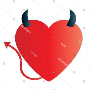 300x300 Vector Illustration Heart Devils Tail Horns