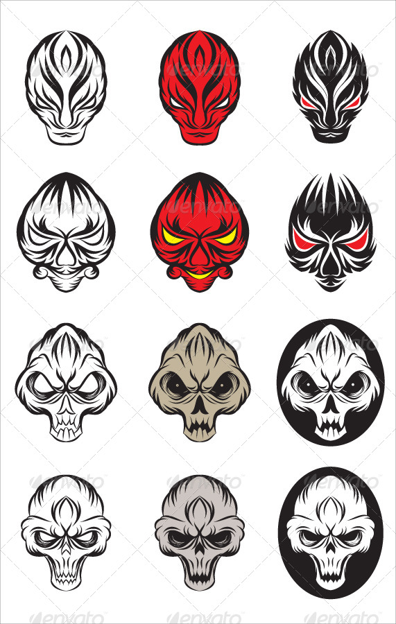 571x900 Skull And Devil Vector Set By Alitsuarnegara Graphicriver